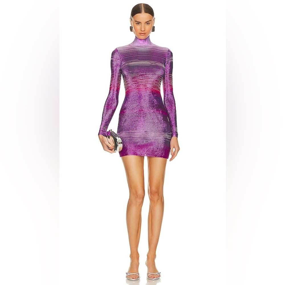 New Missoni Mini Long Sleeve Dress Metallic Purple Fall Knit Revolve Rare - Picture 10 of 10